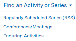 Find and Activity or Series drop-down navigation